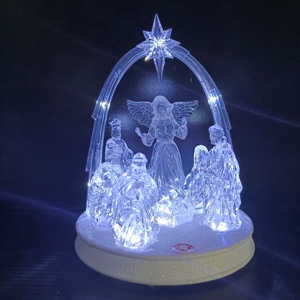 Statue de la Sainte Famille en acrylique transparent personnalisée de 11 pouces, illuminée, décoration de table religieuse - Product Image 4