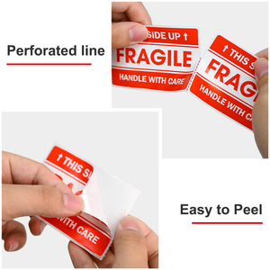 Fragile Shipping <b>Labels</b> 2x3 Inch Self-Adhesive Rectangular Paper Handle With Care This Side Up Durable <b>Packaging</b> Stickers - Product Image 4