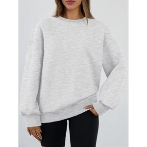 Women's Oversized Crewneck Sweatshirt Drop Shoulder Cotton Blend Knitted Long Sleeve Breathable Regular Length <b>Top</b> Fall <b>Winter</b> - Product Image 2
