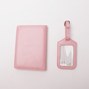 Newest Design Make Your Own Logo PU Leather <strong>Pink</strong> <strong>Passport</strong> <strong>Holder</strong> and <strong>Pink</strong> Luggage Tag Gift Set - Product Image 6