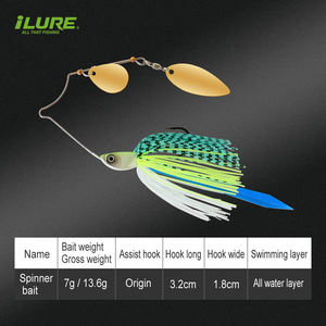 Esche Artificiali Hessen con Paillettes 5g 7g 10g 14g, Gonne Rotanti per Pesca, Buzzbait con Nappa, Chatterbait a Coda di Gallo - Product Image 4