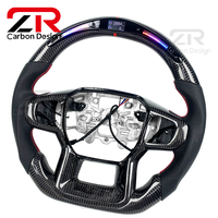 Accessoires intérieurs pour Ford Ranger Raptor F150, volant de voiture personnalisé en fibre de carbone avec LED RPM, cuir véritable, style sport