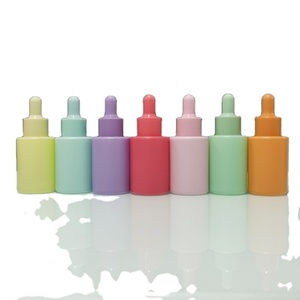 High Quality Frosted Cylinder Customized Essential Oil Serum Cosmetic 1oz Pink Glass <b>Dropper</b> <b>Bottle</b> 30ml with Paper Box - Product Image 3