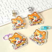 Porte-clés en acrylique personnalisés avec un design mignon d'anime et de dessins animés, logo personnalisé, impression UV de haute qualité, finition brillante - Cadeau idéal