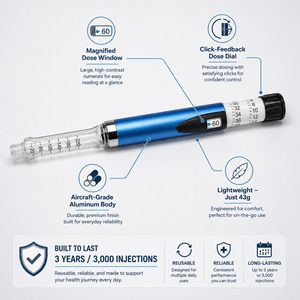 Stylo injecteur réutilisable en métal V3 60UI - Product Image 2