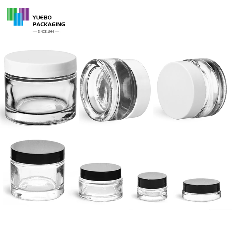 Custom luxury cosmetic packaging vendors glass jar cosmetic package containers glass packaging for cosmetics