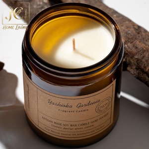 Bougie parfumée en cire de soja dans un bocal brun avec huiles essentielles Texture crémeuse sans fumée Idée cadeau de parfum de maison de luxe pour les barres Diwali - Product Image 5