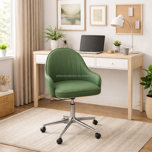 <span class=keywords><strong>Silla</strong></span> de Oficina Nórdica con Asiento Tapizado en Cuero PU, Giratoria con <span class=keywords><strong>Ruedas</strong></span>, Sillas de Bar para el Hogar y el Espacio de Trabajo - Product Image 2
