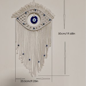 Oferta Especial: Colgante de Pared Tradicional Turco con Ojo Turco Azul, Tapiz Bohemio con Borlas, Artesanía Tejida a Mano para Hogar u Oficina, Arte de Macramé - Product Image 3