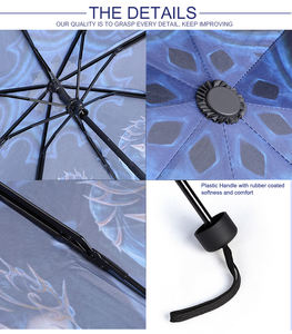 Parapluie pliant 3 sections avec image de la Vierge Marie, commande manuelle, parapluie compact pliant 3 sections pour fille - Product Image 5