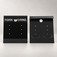 Carte de présentation rectangulaire en PVC pour bijoux, boucles d'oreilles et colliers, avec logo personnalisé, en tissu velours noir, pour boucles d'oreilles tendance avec crochet de suspension.