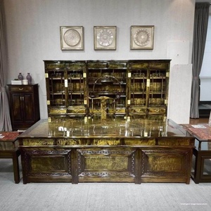 Golden Nanmu Big Yeonan Gloomy Multi-function Fujian Origin Office <b>Desk</b> Full Solid Wood Chinese Classical Study High-end 998 Gol - Product Image 1