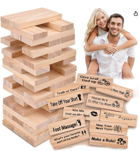 Juego de mesa apilable <span class=keywords><strong>solo</strong></span> para adultos los bloques de <span class=keywords><strong>la</strong></span> torre Lust con 54 piezas de madera y desafíos Truth or Dare - Product Image 1