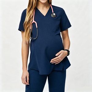 Tenues d'infirmière personnalisées à manches courtes pour femmes enceintes, avec logo sur mesure, pour médecins et infirmières - Product Image 4