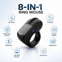 Mouse Inalámbrico de Anillo de Doble Modo 5.3 2.4G, Mouse Recargable para Presentaciones en Laptop, Tablet y Teléfono