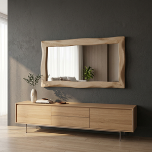 Espejo de Pared Decorativo Hecho a Mano con Marco de Madera Natural, Diseño Moderno y Lujoso, Grabado Personalizado, Ecológico, para Bodas y Sala de Estar - Product Image 1