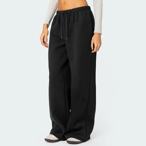 Hesayep personnalisé femmes polaire doublé pantalons de survêtement hiver chaud jambe large pantalons de survêtement Baggy pulls décontractés femmes - Product Image 2