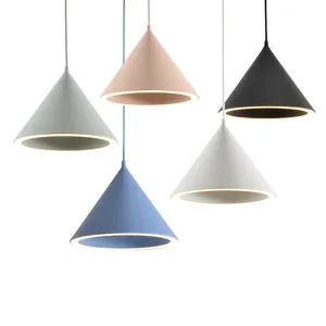 Modern Popular Macaron Colorful Aluminum Acrylic Chandelier Lamp Decoration Led Pendant Light