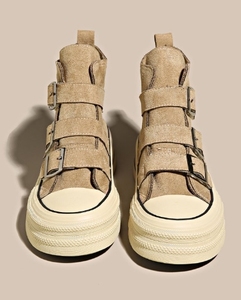 Scarpe da tavola alte per le donne in autunno e in inverno serie di colori, nuova nicchia <span class=keywords><strong>chic</strong></span> versatile muffin testa rotonda retrò scarpe di tela - Product Image 3