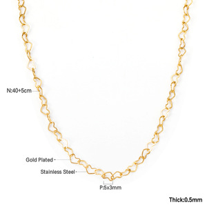 Stainless Steel Heart Chain Necklace <b>Bracelet</b> <b>Set</b> For Women Fashion Jewelry Gift - Product Image 5