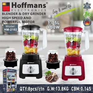 Licuadora de Alimentos 2 en 1 Hoffmans, la Más Vendida en el <span class=keywords><strong>Mercado</strong></span> Africano, 600W con Vaso Mezclador, Jarra de 1.75L, Diseño Cuadrado Rojo y Negro - Product Image 5