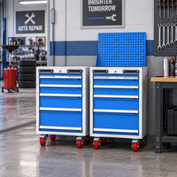 Chariot à outils à cinq tiroirs en acier avec poignée ergonomique, OEM ODM, panneau perforé, pour garage, atelier, réparation automobile, armoire à outils mobile roulante