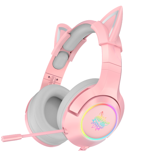 Onikuma K9 RGB Stereo Wired 3.5mm 7.1 Cute Girl Pink Gaming Headphone Cat Ear Headset