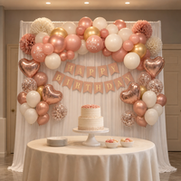 Kit d'arche de guirlande de ballons rose or avec bannière Joyeux Anniversaire et décoration de gâteau pour la décoration de fond de fête