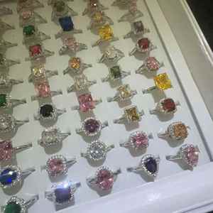 Luxury Fashion Jewelry Mixed Full Zirconium Micro Setting <b>Rings</b> Exaggerated Bulk Gold Plated Large Gem <b>Adjustable</b> <b>Ring</b> Wholesale - Product Image 2