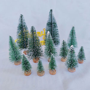 Mini árbol de Navidad con nieve, Mini árbol de aguja de pino, decoración de ventana de escritorio, simulación de árbol de Navidad con Base de madera - Product Image 4