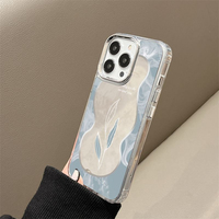 Étui de téléphone portable de luxe en TPU+PC électroplaqué, anti-chute, antichoc, avec miroir de maquillage pour iPhone 12 13 14 15 16 17 Pro Max Plus