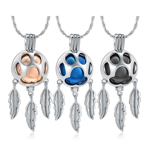 Kalung Penangkap Mimpi untuk Abu Jenazah Hewan Peliharaan, Perhiasan Kremasi dari Baja Anti Karat, Liontin Berongga Bentuk Cakar, Liontin Kenangan untuk Anjing dan Kucing - Product Image 1