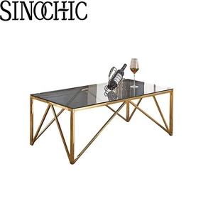 <span class=keywords><strong>Table</strong></span> <span class=keywords><strong>basse</strong></span> en <span class=keywords><strong>verre</strong></span> trempé avec motif <span class=keywords><strong>marbre</strong></span>, base métallique stable, résistante aux rayures, tailles personnalisées - Product Image 6