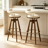 Tabouret de bar pivotant en bois massif de style mid-century avec repose-pieds rembourré pour salon, bar à domicile et salle à manger