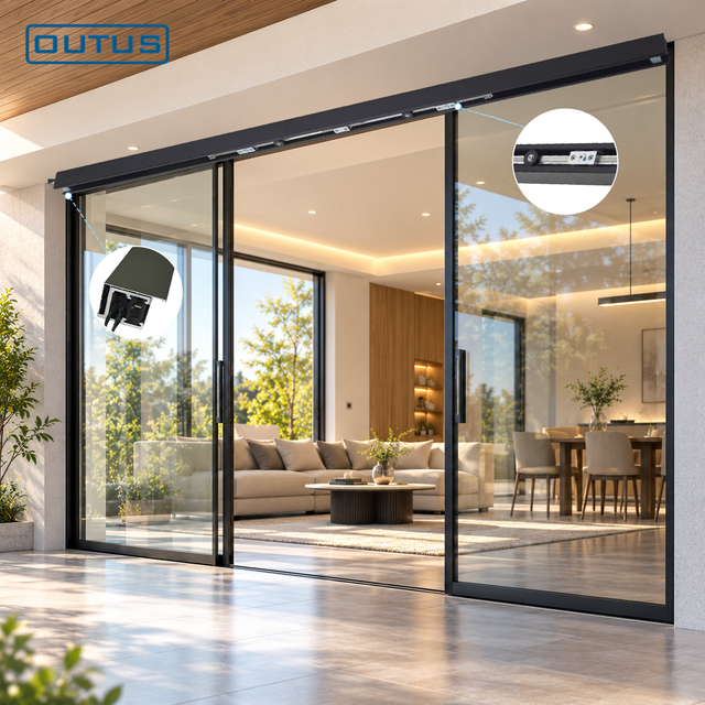 OUTUS Modern Low Noise Linear DC Motor Maglev System Automatic Sliding Glass Door for Villa Hotel Home