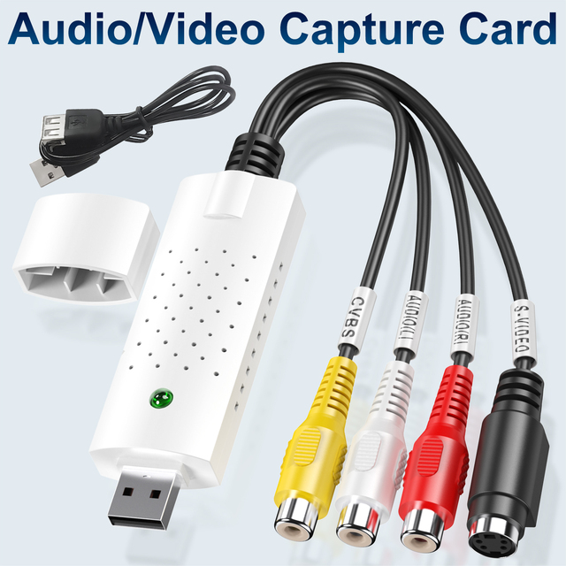 USB 2.0 Audio Video Capture Card AV RCA S-Video to USB Adapter for VHS/ Recording MP4 720P