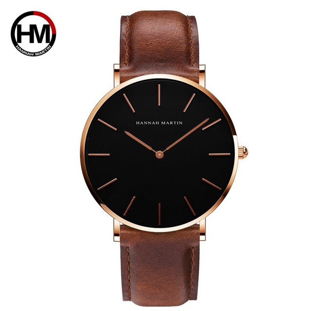 Hannah Martin CH02 Quartz Men Watches  Clock Casual Waterproof Leather  Wristwatch