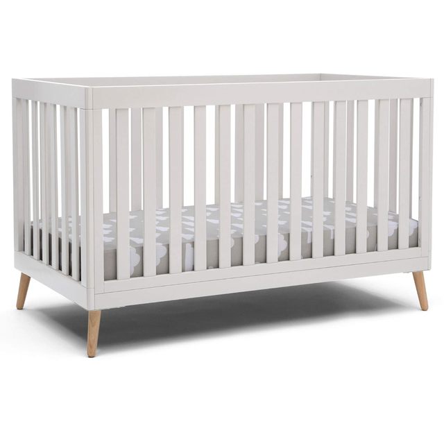 Children Essex 4-in-1 Convertible Baby Crib, Bianca White/Natural Legs