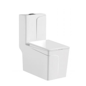 WC monobloc moderne en céramique à chasse directe, à poser au sol, avec siphon en S pour salle de bain - Product Image 3