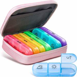 <b>Large</b> Capacity 14 Cases Leather Bag Pill <b>Box</b> Promotional Portable <b>Plastic</b> Travel Pill Case - Product Image 1