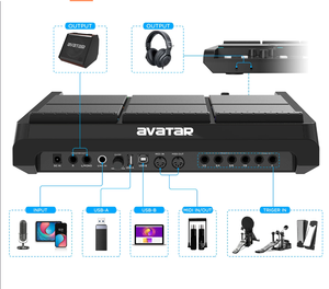 Avatar PD708 Electronic <b>Drum</b> Pad:1000 different tones,32GB memory capacity, supporting 8 external trigger outputs MIDI interface - Product Image 5