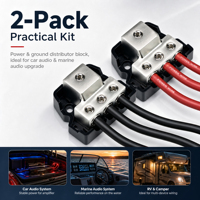 Recoil ZDB13P 1x0/2/4 AWG girişli 3x4/8 AWG çıkışlı 2 Yollu Araç Ses Güç Dağıtım Bloğu 2'li Paket Amplifikatör Kablolaması için