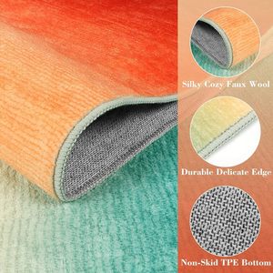 Alfombra redonda abstracta con degradado colorido, alfombra moderna antideslizante lavable, impresión a pedido para sala de estar, cocina - Product Image 6