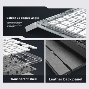 2025 mới không dây Bluetooth Ergonomic có thể sạc lại chiếu sáng RGB Backlit bàn phím trong suốt cho điện thoại di động máy tính bảng máy tính xách tay iPad - Product Image 4