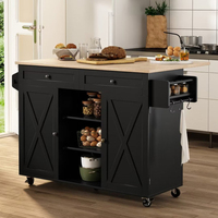 Factory Direct îlot de cuisine sur roues avec armoire de rangement comptoir à feuilles tombantes