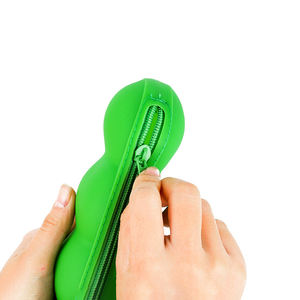 Étui à crayons <span class=keywords><strong>en</strong></span> silicone imperméable portable <span class=keywords><strong>en</strong></span> forme de <span class=keywords><strong>pois</strong></span> mignon pour étudiants, rangement de papeterie, sac à stylos - Product Image 3