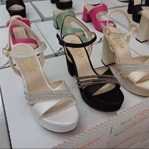 Sandalias de Tacón Alto para Mujer con y sin Piedras, Sandalias de Tacón de 8 CM, Tallas 36-40, Hechas en Turquía - Product Image 1