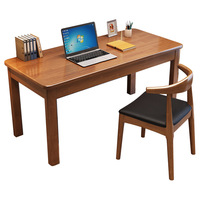 Escritorio Ergonómico de Madera Maciza para Oficina en Casa o Espacio de Estudio, con Amplia Superficie de Trabajo y Acabado de Grano Natural