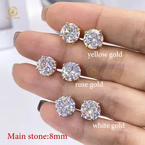 Hip Hop Jewelry Diamond Earrings Pass Tester 0.5ct/1ct /2ct S925 Sliver VVS Pink Yellow Red Black Moissanite Earrings For Ladies