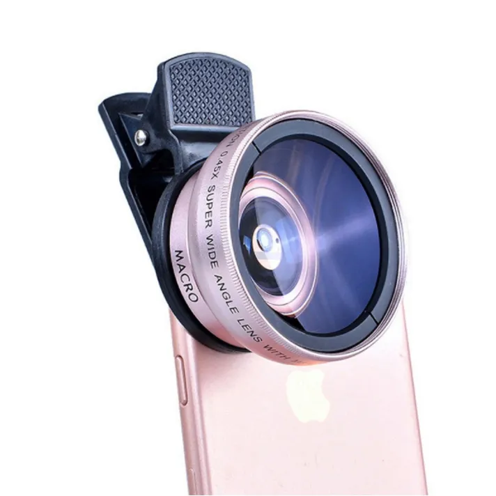 Universal Clip Smartphone Camera Lenses Anti-Distortion Selfie 0.45x Wide Angle Mobile Phone Macro Lens